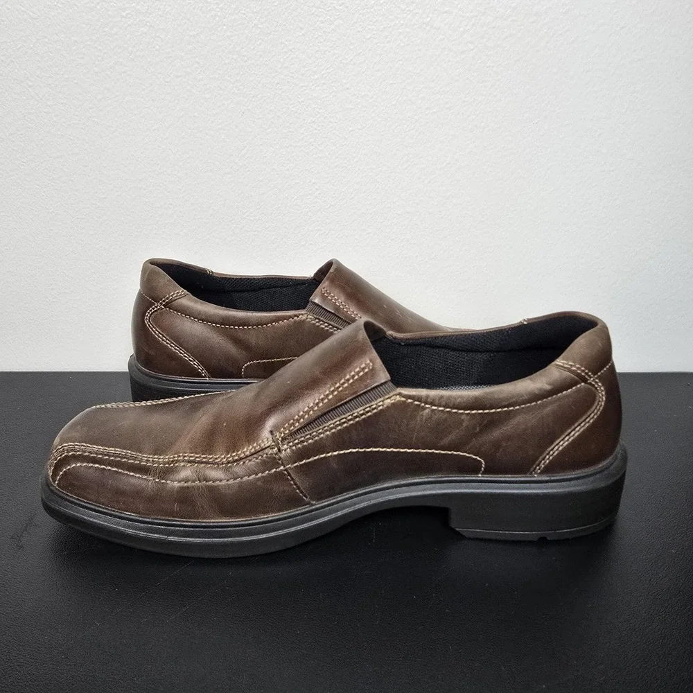 ECCO Shoes Mens Size 41 8 Brown Leather Helsinki Bike Toe Slip‎ On Loafer Dress